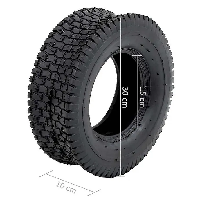 vidaXL Schubkarrenreifen Schwarz Gummi -  - Schwarzer Reifen mit Stollenprofil, 30 cm Außendurchmesser, 15 cm Innendurchmesser und 10 cm Breite.