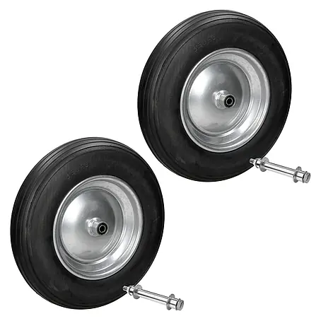 Schubkarrenrad 2er Set aus PU Vollgummi 3.50-8/Ø350 x 80 mm Schwarz