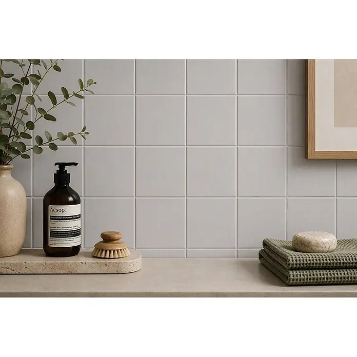 Mosaikfliese Quadrat Uni CQ 105 - 29,8 x 29,8 cm, Weiß, Matt - Stimmungsaufnahme