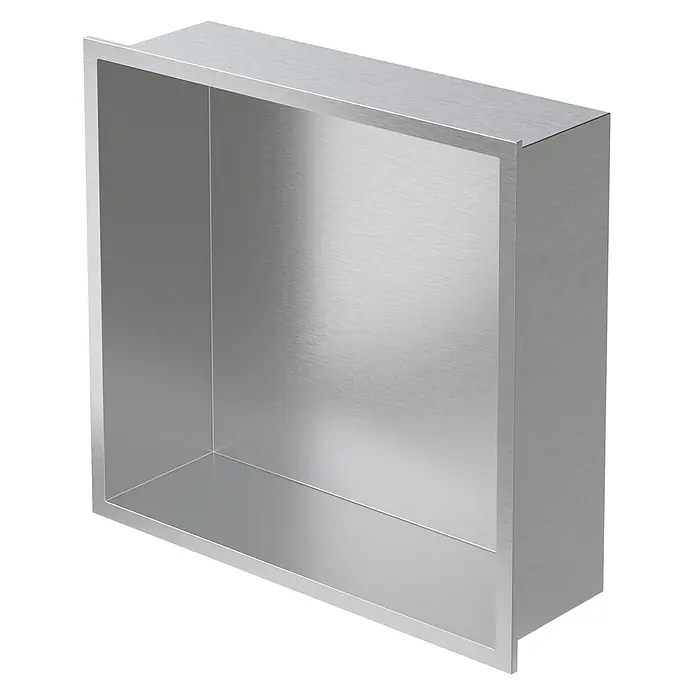 Wandnische Dusche aus Edelstahl 30x30x10 cm Silber mit Rahmen -  - Gebürstete Edelstahl-Duschablage zum Einbau für Badaufbewahrung.