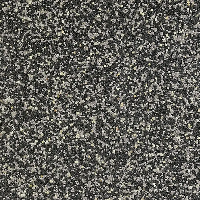 swingcolor Buntsteinputz - Korngröße: 2 - 3 mm, 20 kg, Nr. 53 - Nahaufnahme einer robusten, dunklen Granitoberfläche mit feinen, hellen Sprenkeln für ein ansprechendes, widerstandsfähiges Design.