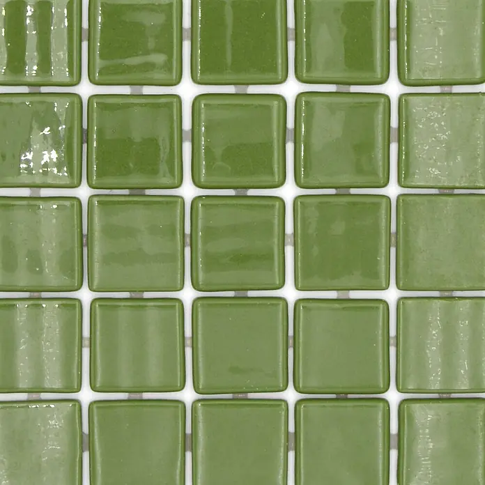 Mosaikfliese Quadrat Eco VP25602PUR - 31,6 x 31,6 cm, Glas, Dunkelgrün, Glänzend - Farbmuster