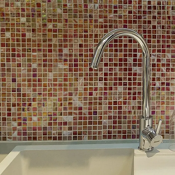 Mosaikfliese Quadrat Mix GM MRY 933 - 31,7 x 31,7 cm, Rot, Glänzend - Bildausschnitt