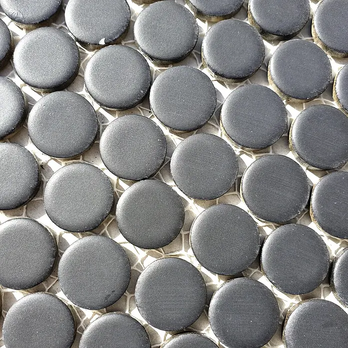 Mosaikfliese Knopf Uni 892N - 30,5 x 32 cm, Schwarz, Matt - Farbmuster