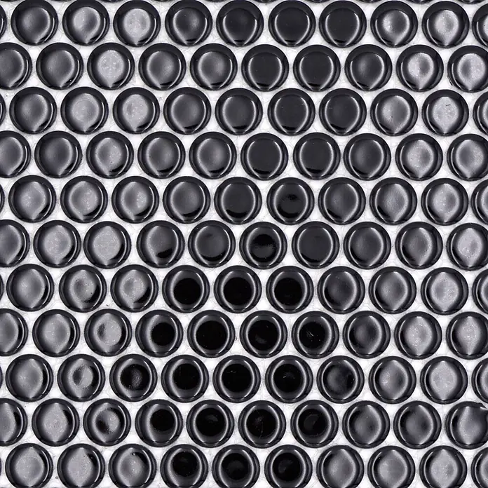 Mosaikfliese Knopf Uni 890N - 30,5 x 32 cm, Schwarz, Glänzend - Farbmuster