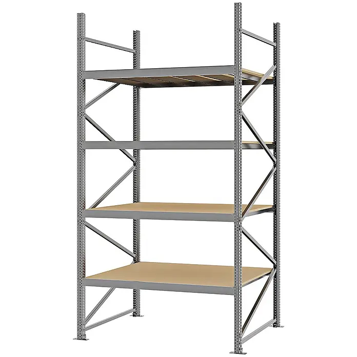 Proregal Schwerlastregal Weitspannregal MAGNUS PRO mit Spanplatten - H x B x T: 300 x 150 x 100 cm, Traglast pro Boden: 750 kg, Anzahl Böden: 4 Stk., Schrauben, Verzinkt