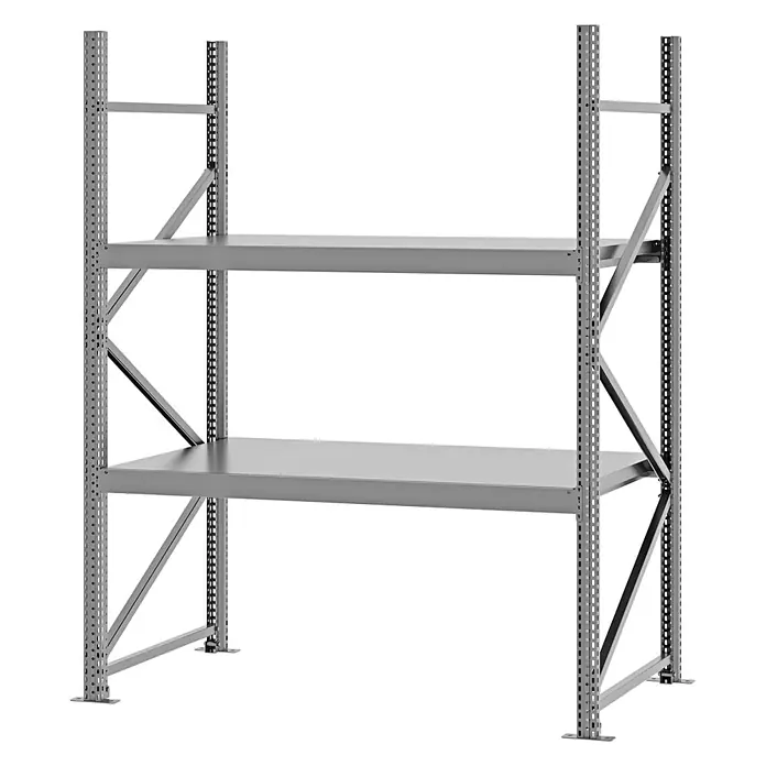 Proregal Schwerlastregal Weitspannregal MAGNUS PRO mit Stahlboden - H x B x T: 200 x 150 x 80 cm, Traglast pro Boden: 750 kg, Anzahl Böden: 2 Stk., Schrauben, Verzinkt