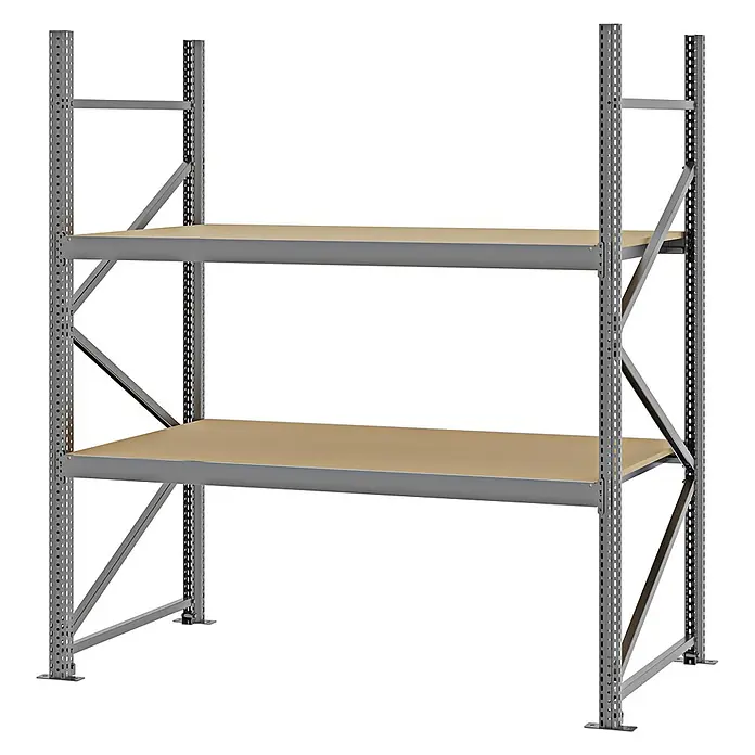 Proregal Schwerlastregal Weitspannregal MAGNUS PRO mit Spanplatten - H x B x T: 200 x 175 x 80 cm, Traglast pro Boden: 700 kg, Anzahl Böden: 2 Stk., Schrauben, Verzinkt