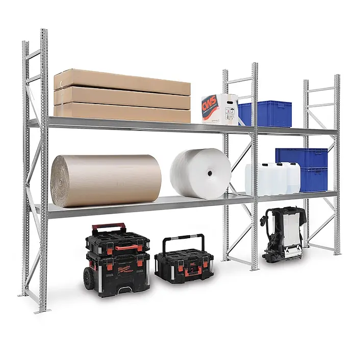 Proregal Schwerlastregal Weitspannregal MAGNUS PRO mit Stahlboden - H x B x T: 300 x 175 x 50 cm, Traglast pro Boden: 700 kg, Anzahl Böden: 4 Stk., Schrauben, Verzinkt