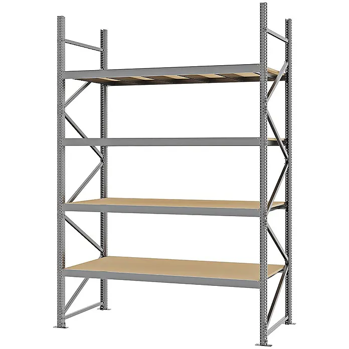 Proregal Schwerlastregal Weitspannregal MAGNUS PRO mit Spanplatten - H x B x T: 300 x 200 x 80 cm, Traglast pro Boden: 600 kg, Anzahl Böden: 4 Stk., Schrauben, Verzinkt