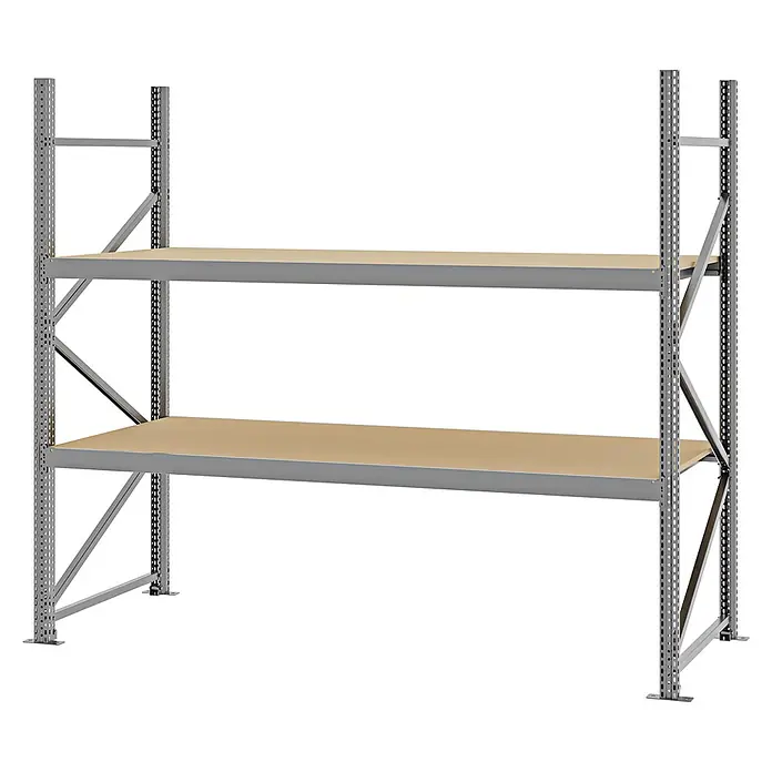 Proregal Schwerlastregal Weitspannregal MAGNUS PRO mit Spanplatten - H x B x T: 200 x 225 x 80 cm, Traglast pro Boden: 520 kg, Anzahl Böden: 2 Stk., Schrauben, Verzinkt