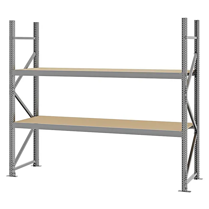 Proregal Schwerlastregal Weitspannregal MAGNUS PRO mit Spanplatten - H x B x T: 200 x 225 x 60 cm, Traglast pro Boden: 520 kg, Anzahl Böden: 2 Stk., Schrauben, Verzinkt