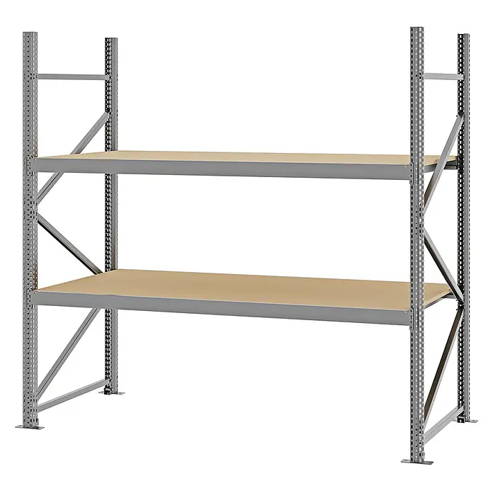 Proregal Schwerlastregal Weitspannregal MAGNUS PRO mit Spanplatten - H x B x T: 200 x 200 x 80 cm, Traglast pro Boden: 600 kg, Anzahl Böden: 2 Stk., Schrauben, Verzinkt