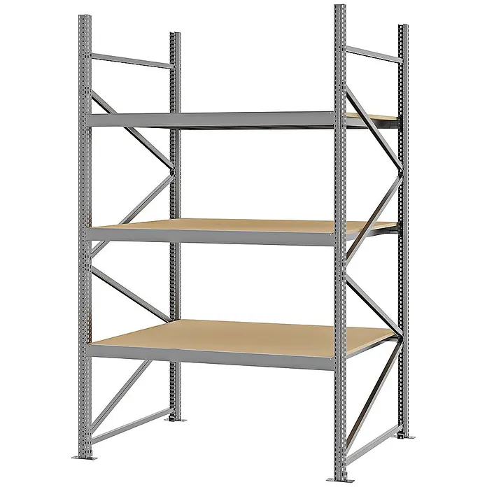 Proregal Schwerlastregal Weitspannregal MAGNUS PRO mit Spanplatten - H x B x T: 250 x 150 x 100 cm, Traglast pro Boden: 750 kg, Anzahl Böden: 3 Stk., Schrauben, Verzinkt