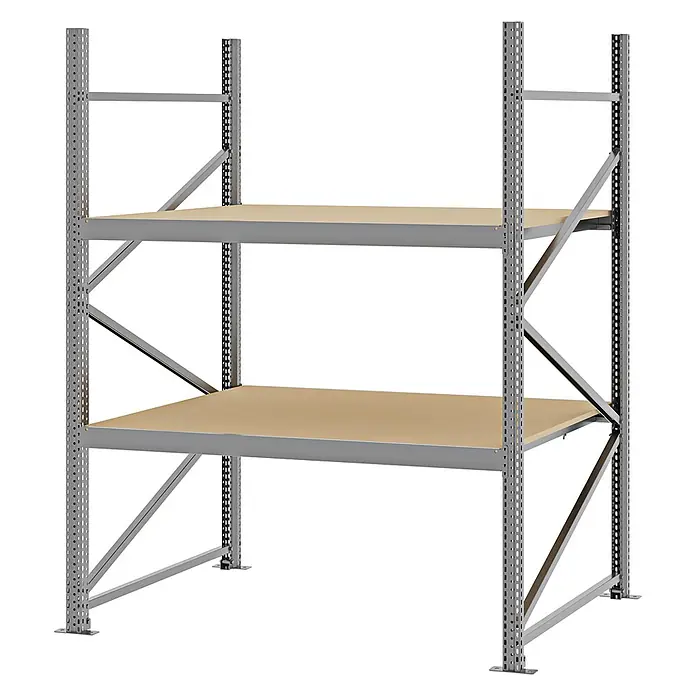 Proregal Schwerlastregal Weitspannregal MAGNUS PRO mit Spanplatten - H x B x T: 200 x 150 x 100 cm, Traglast pro Boden: 750 kg, Anzahl Böden: 2 Stk., Schrauben, Verzinkt