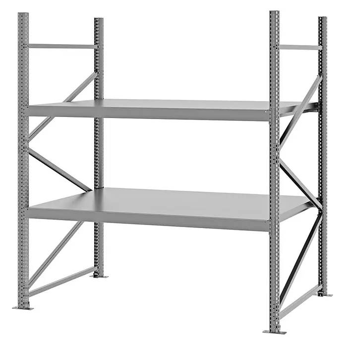 Proregal Schwerlastregal Weitspannregal MAGNUS PRO mit Stahlboden - H x B x T: 200 x 175 x 100 cm, Traglast pro Boden: 700 kg, Anzahl Böden: 2 Stk., Schrauben, Verzinkt