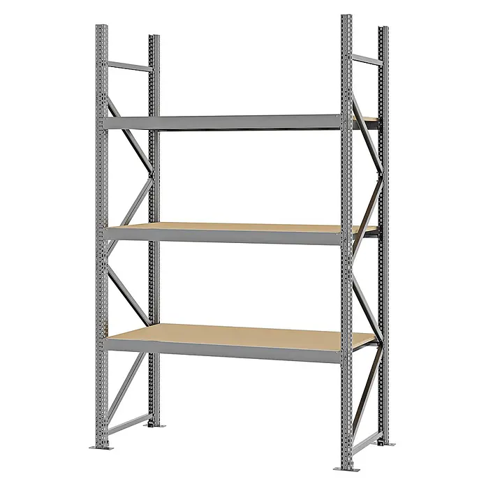 Proregal Schwerlastregal Weitspannregal MAGNUS PRO mit Spanplatten - H x B x T: 250 x 150 x 60 cm, Traglast pro Boden: 750 kg, Anzahl Böden: 3 Stk., Schrauben, Verzinkt