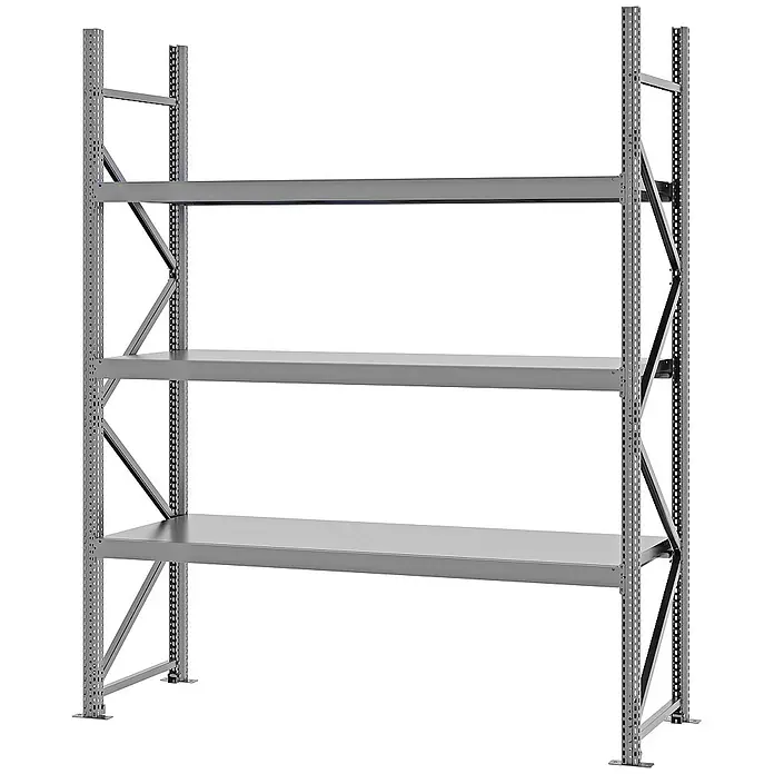Proregal Schwerlastregal Weitspannregal MAGNUS PRO mit Stahlboden - H x B x T: 250 x 200 x 60 cm, Traglast pro Boden: 600 kg, Anzahl Böden: 3 Stk., Schrauben, Verzinkt