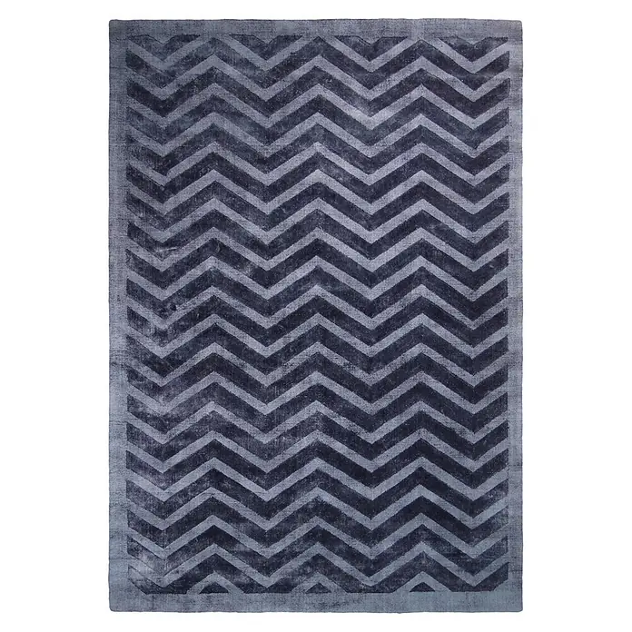 Kayoom Kurzflorteppich Luxury 410 - Marineblau, 170 x 120 cm, 100 % Viskose - Draufsicht