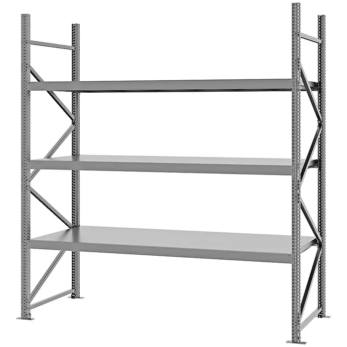 Proregal Schwerlastregal Weitspannregal MAGNUS PRO mit Stahlboden - H x B x T: 250 x 225 x 80 cm, Traglast pro Boden: 520 kg, Anzahl Böden: 3 Stk., Schrauben, Verzinkt