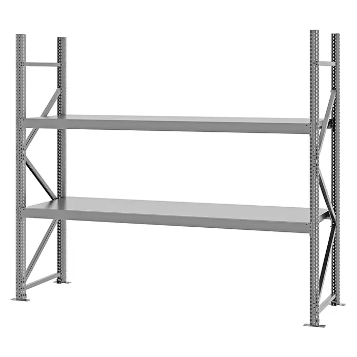 Proregal Schwerlastregal Weitspannregal MAGNUS PRO mit Stahlboden - H x B x T: 200 x 225 x 60 cm, Traglast pro Boden: 520 kg, Anzahl Böden: 2 Stk., Schrauben, Verzinkt