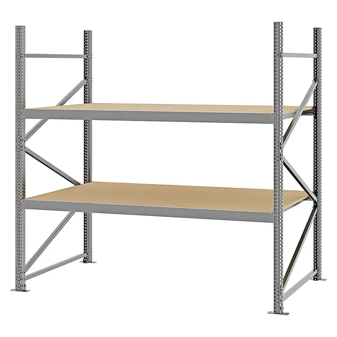 Proregal Schwerlastregal Weitspannregal MAGNUS PRO mit Spanplatten - H x B x T: 200 x 200 x 100 cm, Traglast pro Boden: 600 kg, Anzahl Böden: 2 Stk., Schrauben, Verzinkt