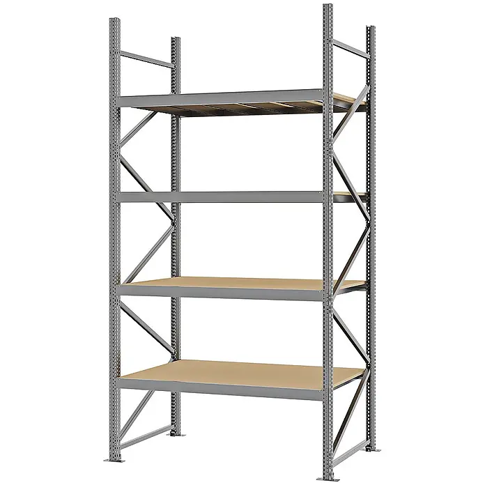 Proregal Schwerlastregal Weitspannregal MAGNUS PRO mit Spanplatten - H x B x T: 300 x 150 x 80 cm, Traglast pro Boden: 750 kg, Anzahl Böden: 4 Stk., Schrauben, Verzinkt