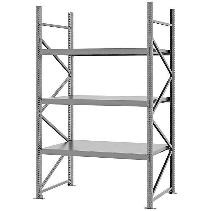 Proregal Schwerlastregal Weitspannregal MAGNUS PRO mit Stahlboden - H x B x T: 250 x 150 x 80 cm, Traglast pro Boden: 750 kg, Anzahl Böden: 3 Stk., Schrauben, Verzinkt