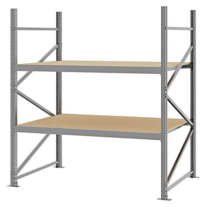Proregal Schwerlastregal Weitspannregal MAGNUS PRO mit Spanplatten - H x B x T: 200 x 175 x 100 cm, Traglast pro Boden: 700 kg, Anzahl Böden: 2 Stk., Schrauben, Verzinkt