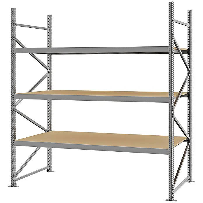Proregal Schwerlastregal Weitspannregal MAGNUS PRO mit Spanplatten - H x B x T: 250 x 225 x 100 cm, Traglast pro Boden: 520 kg, Anzahl Böden: 3 Stk., Schrauben, Verzinkt