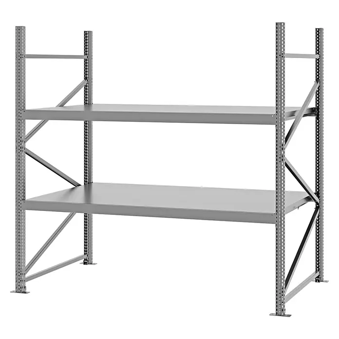 Proregal Schwerlastregal Weitspannregal MAGNUS PRO mit Stahlboden - H x B x T: 200 x 200 x 100 cm, Traglast pro Boden: 600 kg, Anzahl Böden: 2 Stk., Schrauben, Verzinkt