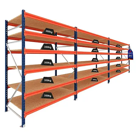 Proregal  Schwerlastregal DOMINUS 3er Set mit Spanplatten