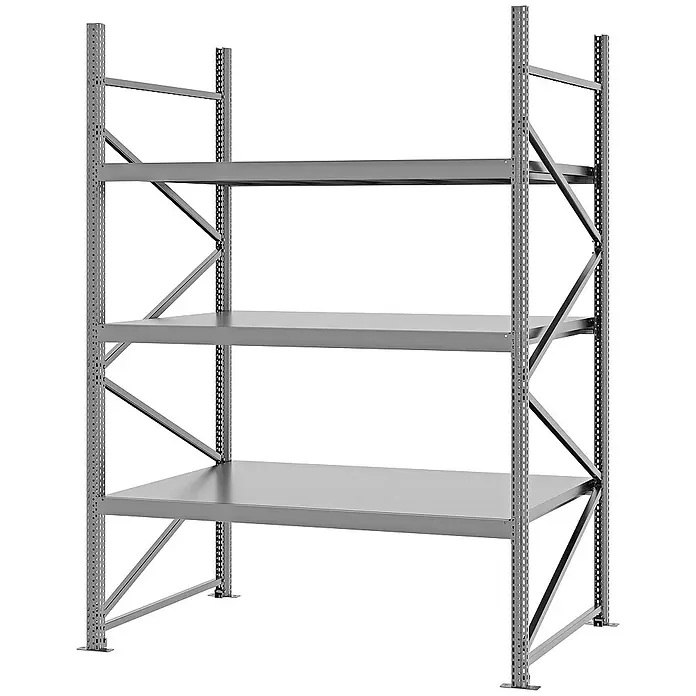 Proregal Schwerlastregal Weitspannregal MAGNUS PRO mit Stahlboden - H x B x T: 250 x 175 x 100 cm, Traglast pro Boden: 700 kg, Anzahl Böden: 3 Stk., Schrauben, Verzinkt