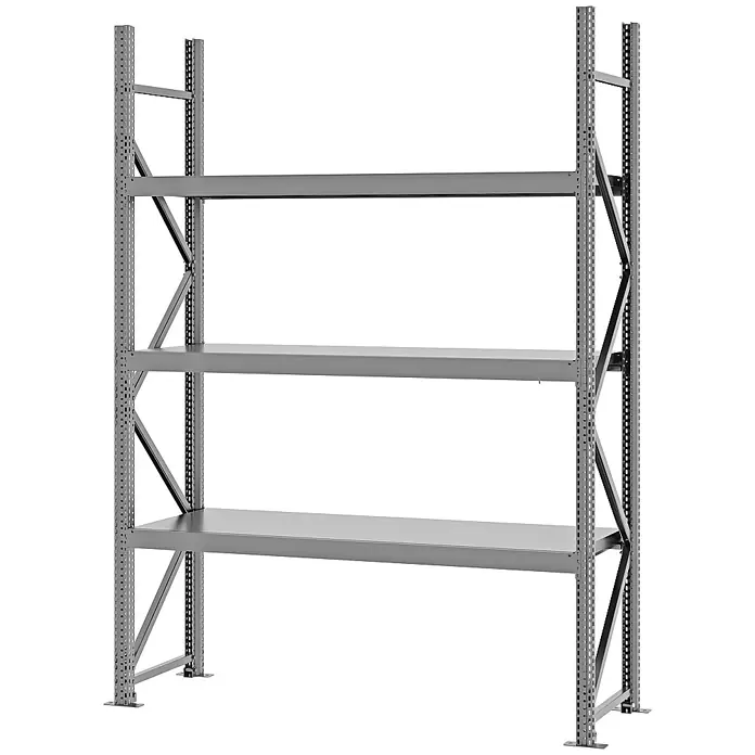 Proregal Schwerlastregal Weitspannregal MAGNUS PRO mit Stahlboden - H x B x T: 250 x 175 x 50 cm, Traglast pro Boden: 700 kg, Anzahl Böden: 3 Stk., Schrauben, Verzinkt