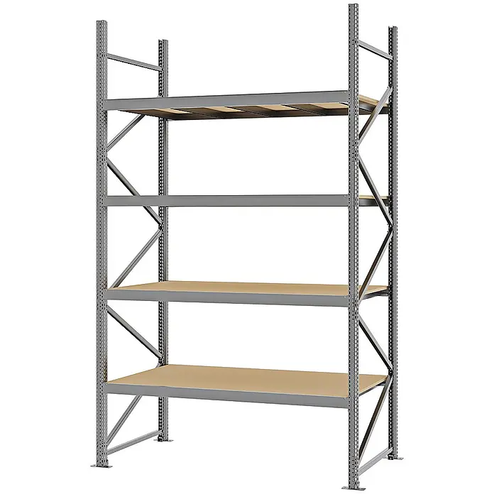 Proregal Schwerlastregal Weitspannregal MAGNUS PRO mit Spanplatten - H x B x T: 300 x 175 x 80 cm, Traglast pro Boden: 700 kg, Anzahl Böden: 4 Stk., Schrauben, Verzinkt