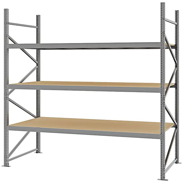 Proregal Schwerlastregal Weitspannregal MAGNUS PRO mit Spanplatten - H x B x T: 250 x 250 x 100 cm, Traglast pro Boden: 430 kg, Anzahl Böden: 3 Stk., Schrauben, Verzinkt