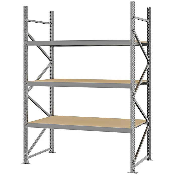 Proregal Schwerlastregal Weitspannregal MAGNUS PRO mit Spanplatten - H x B x T: 250 x 175 x 80 cm, Traglast pro Boden: 700 kg, Anzahl Böden: 3 Stk., Schrauben, Verzinkt