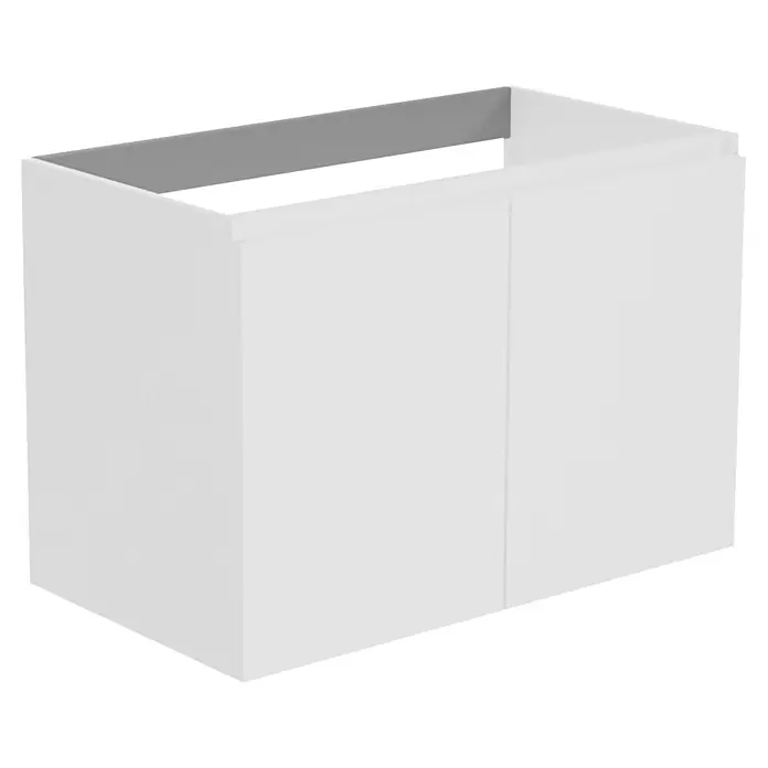 Mueble de lavabo Duna - An x Pr x Al: 80 x 46 x 54,5 cm, Blanco, Mate, Número de puertas: 2 ud. - Armazón de mueble blanco con la parte superior abierta y barra de soporte interior gris.