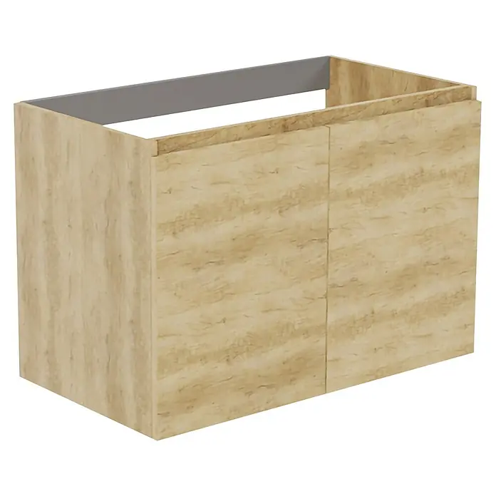 Mueble de lavabo Duna - An x Pr x Al: 80 x 46 x 54,5 cm, Nature, Mate, Número de puertas: 2 ud. - Mueble bajo efecto madera clara con dos puertas y parte superior abierta.