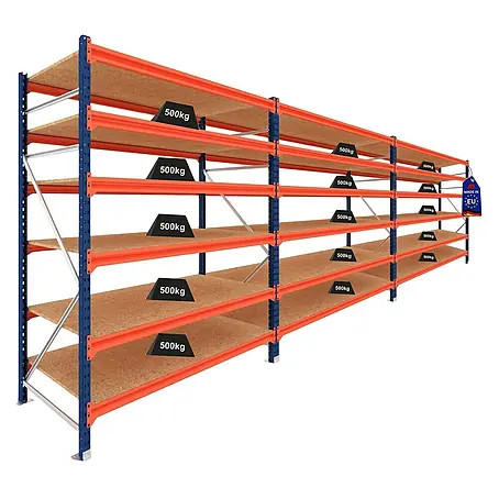 Proregal  Schwerlastregal DOMINUS 3er Set mit Spanplatten
