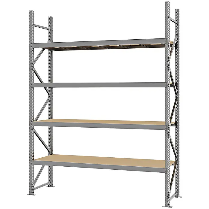 Proregal Schwerlastregal Weitspannregal MAGNUS PRO mit Spanplatten - H x B x T: 300 x 225 x 60 cm, Traglast pro Boden: 520 kg, Anzahl Böden: 4 Stk., Schrauben, Verzinkt