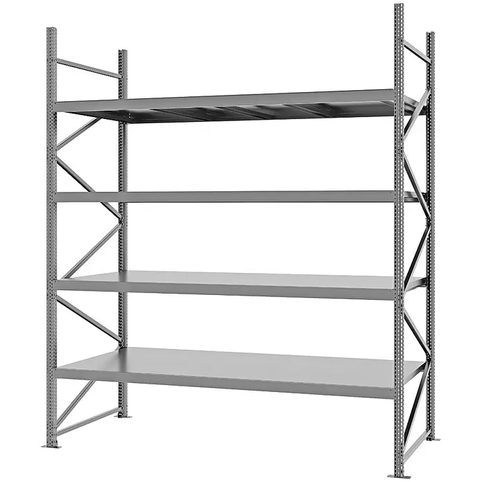 Proregal Schwerlastregal Weitspannregal MAGNUS PRO mit Stahlboden - H x B x T: 300 x 250 x 100 cm, Traglast pro Boden: 430 kg, Anzahl Böden: 4 Stk., Schrauben, Verzinkt
