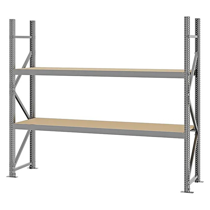 Proregal Schwerlastregal Weitspannregal MAGNUS PRO mit Spanplatten - H x B x T: 200 x 225 x 50 cm, Traglast pro Boden: 520 kg, Anzahl Böden: 2 Stk., Schrauben, Verzinkt