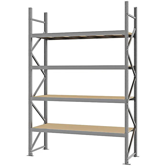 Proregal Schwerlastregal Weitspannregal MAGNUS PRO mit Spanplatten - H x B x T: 300 x 200 x 60 cm, Traglast pro Boden: 600 kg, Anzahl Böden: 4 Stk., Schrauben, Verzinkt