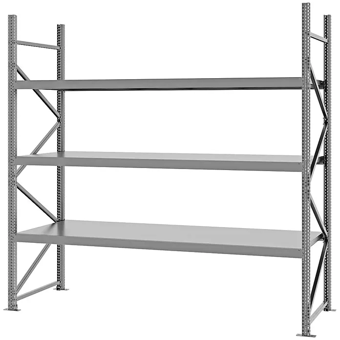 Proregal Schwerlastregal Weitspannregal MAGNUS PRO mit Stahlboden - H x B x T: 250 x 250 x 80 cm, Traglast pro Boden: 430 kg, Anzahl Böden: 3 Stk., Schrauben, Verzinkt