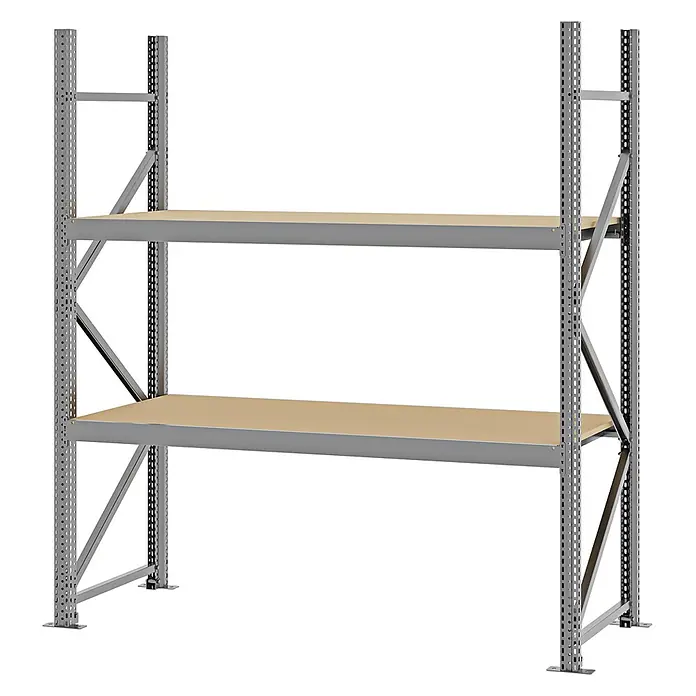 Proregal Schwerlastregal Weitspannregal MAGNUS PRO mit Spanplatten - H x B x T: 200 x 175 x 60 cm, Traglast pro Boden: 700 kg, Anzahl Böden: 2 Stk., Schrauben, Verzinkt