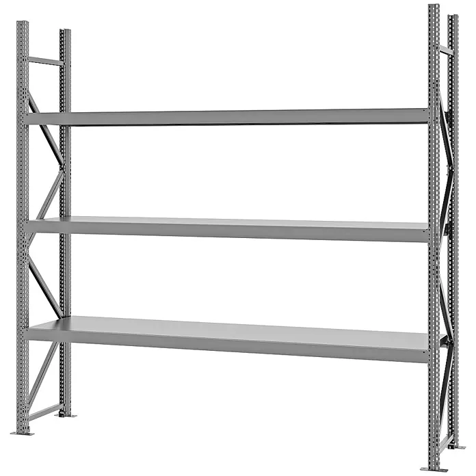 Proregal Schwerlastregal Weitspannregal MAGNUS PRO mit Stahlboden - H x B x T: 250 x 250 x 50 cm, Traglast pro Boden: 430 kg, Anzahl Böden: 3 Stk., Schrauben, Verzinkt