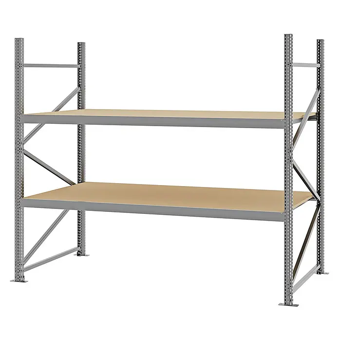Proregal Schwerlastregal Weitspannregal MAGNUS PRO mit Spanplatten - H x B x T: 200 x 225 x 100 cm, Traglast pro Boden: 520 kg, Anzahl Böden: 2 Stk., Schrauben, Verzinkt