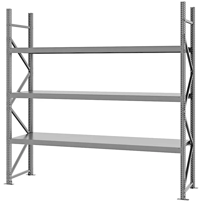 Proregal Schwerlastregal Weitspannregal MAGNUS PRO mit Stahlboden - H x B x T: 250 x 250 x 60 cm, Traglast pro Boden: 430 kg, Anzahl Böden: 3 Stk., Schrauben, Verzinkt