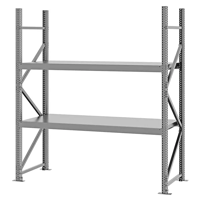 Proregal Schwerlastregal Weitspannregal MAGNUS PRO mit Stahlboden - H x B x T: 200 x 175 x 60 cm, Traglast pro Boden: 700 kg, Anzahl Böden: 2 Stk., Schrauben, Verzinkt